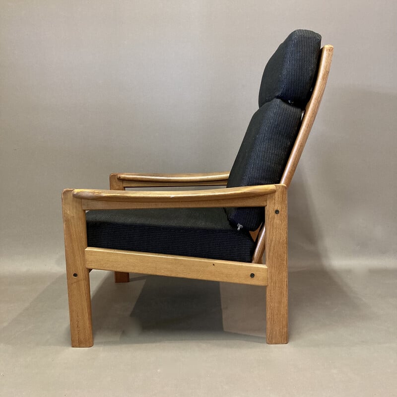Scandinavische vintage teak en linnen fauteuil, 1950