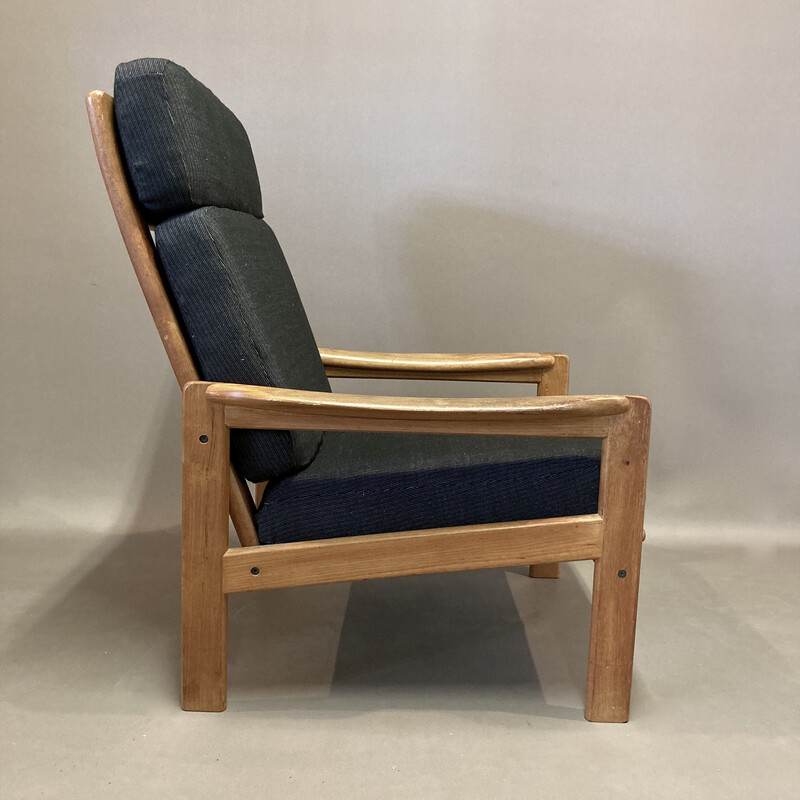 Scandinavische vintage teak en linnen fauteuil, 1950