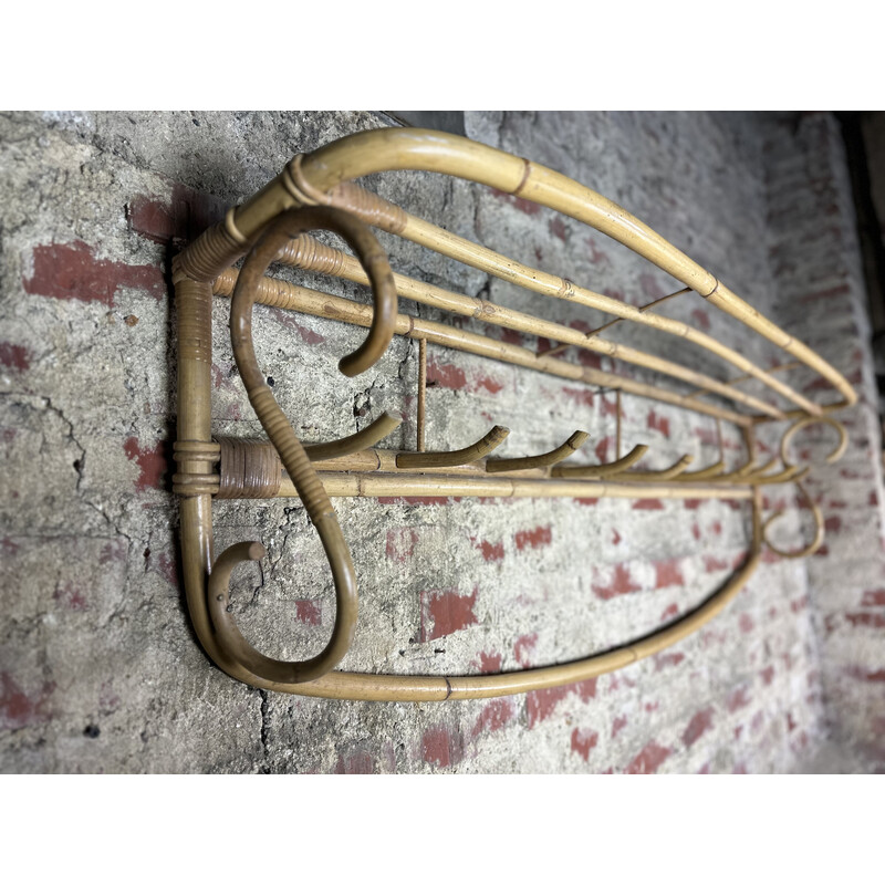 Vintage rattan coat rack, 1930