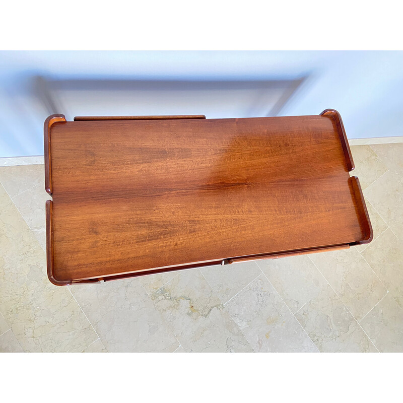 Vintage walnut coffee table with two drawers, Italy 1970