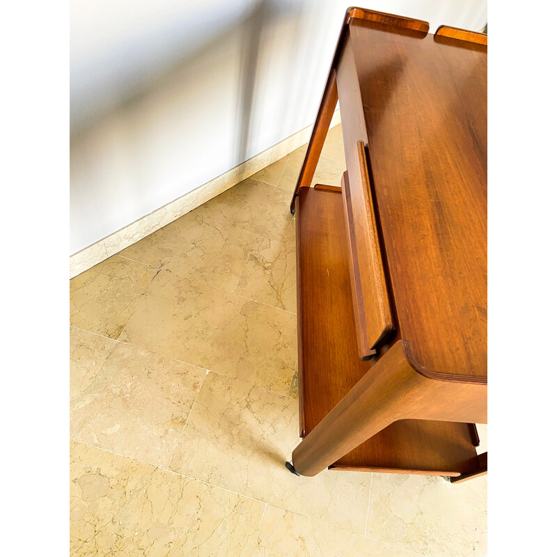 Vintage walnut coffee table with two drawers, Italy 1970