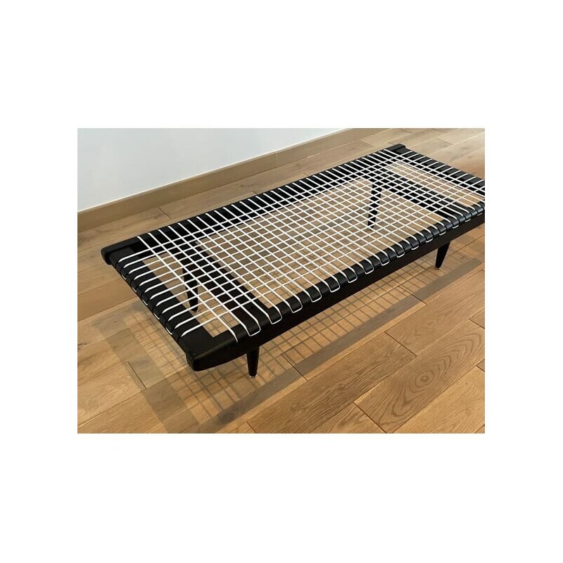 Vintage black lacquer coffee table by Georges Tigien, 1960