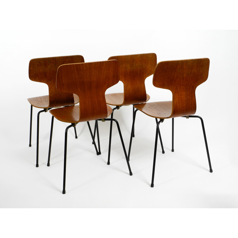 Vintage teakhouten stapelstoelen model 3103 van Arne Jacobsen voor Fritz Hansen, 1973