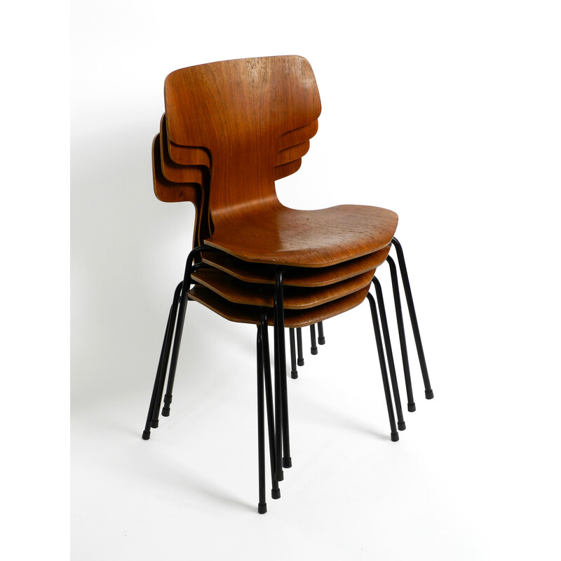 Vintage teak stacking chairs model 3103 by Arne Jacobsen for Fritz Hansen, 1973