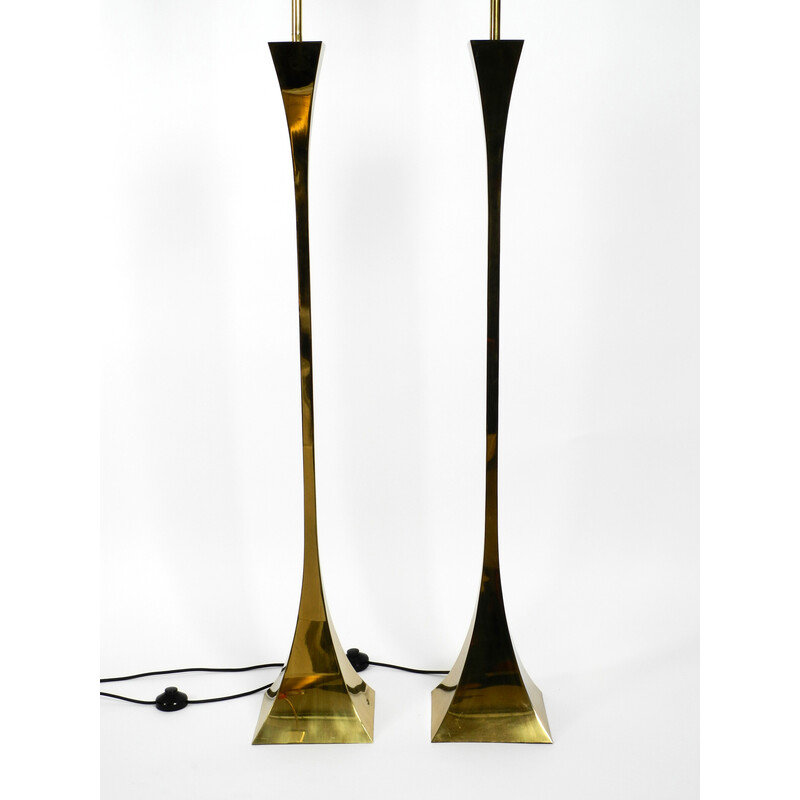 Pareja de lámparas de pie vintage de latón de Tonello y Montagna Grillo para High Society, Italia años 70