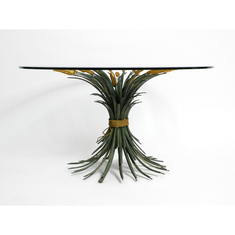 Vintage coffee table in green and gold-plated, 1970s