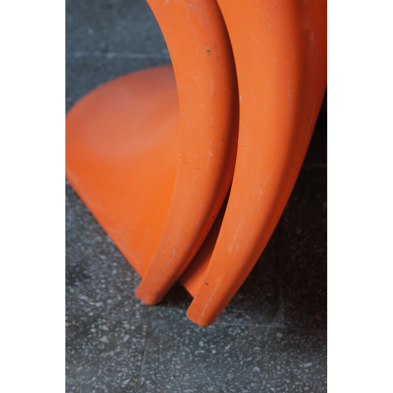 Juego de 4 sillas Panton vintage naranja de Verner Panton para Herman Miller, años 70