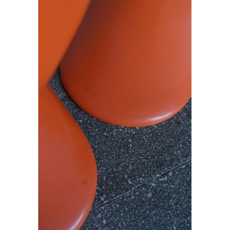 Set di 4 sedie vintage arancioni Panton di Verner Panton per Herman Miller, anni '70