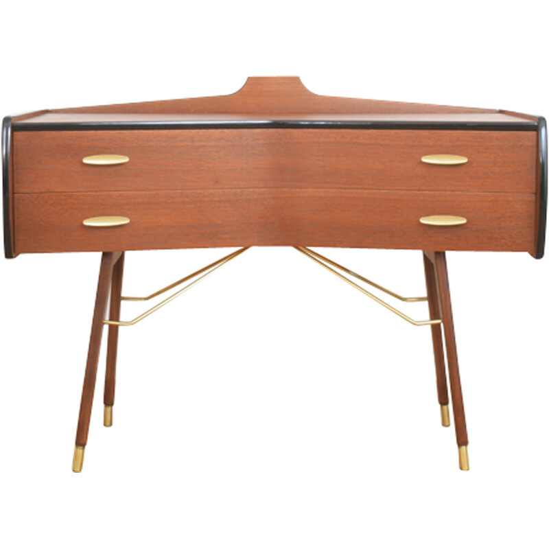 Vintage teak and brass chest of drawers, Norway 1960s