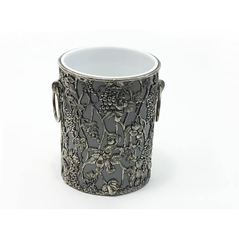 Champagne bucket with silvered colored floral decor frame - 1990s