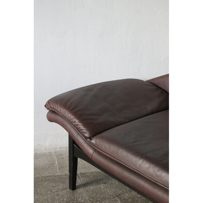 Skandinavisches Vintage-Sofa aus Leder und Holz