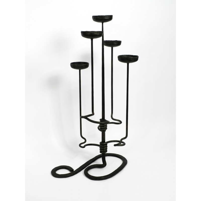 Vintage floor candlestick in wrought iron