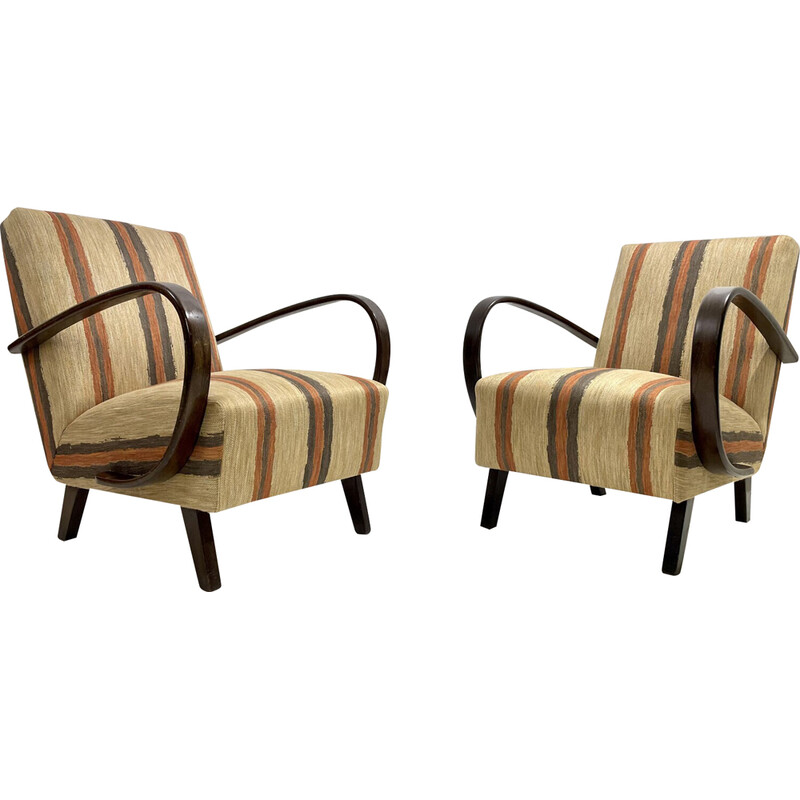 Pair of vintage bentwood armchairs by Jindrich Halabala, Czech Republic 1940s