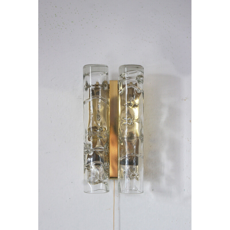 Mid-century brass and glass wall lamp by Doria Leuchten, 1960s