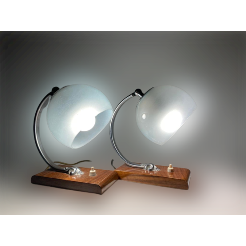 Pair of vintage bedside table lamps with ball joint, 1960s