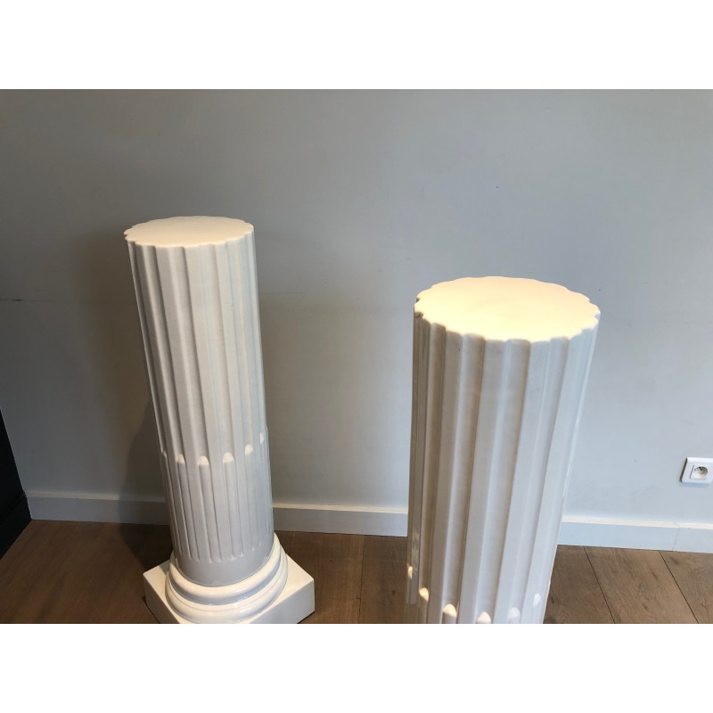 Pair of vintage white porcelain columns, 1970