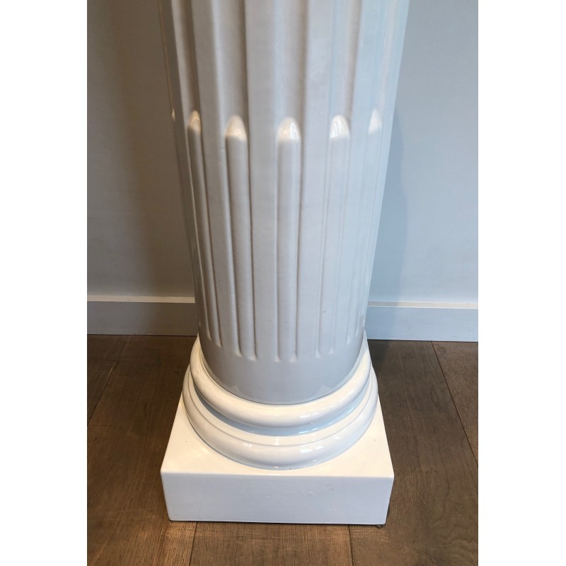 Vintage-Säulenpaar aus weißem Porzellan, 1970