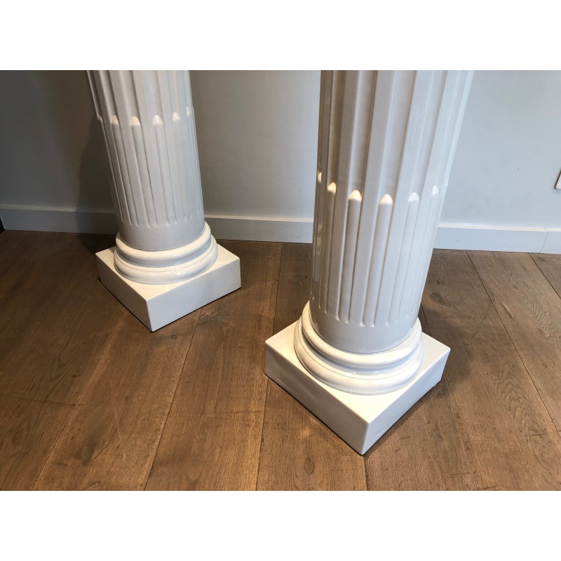 Pair of vintage white porcelain columns, 1970