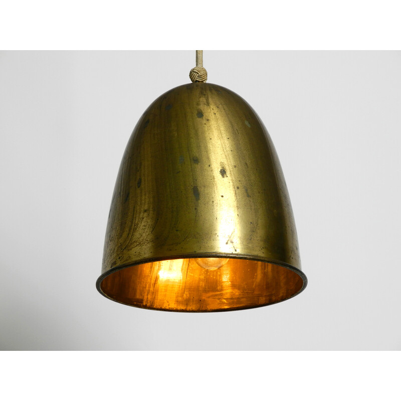 Lámpara colgante de latón de mediados de siglo con 3 casquillos