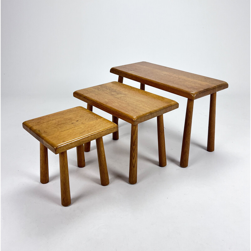 Tavolini vintage in legno di quercia, anni '60