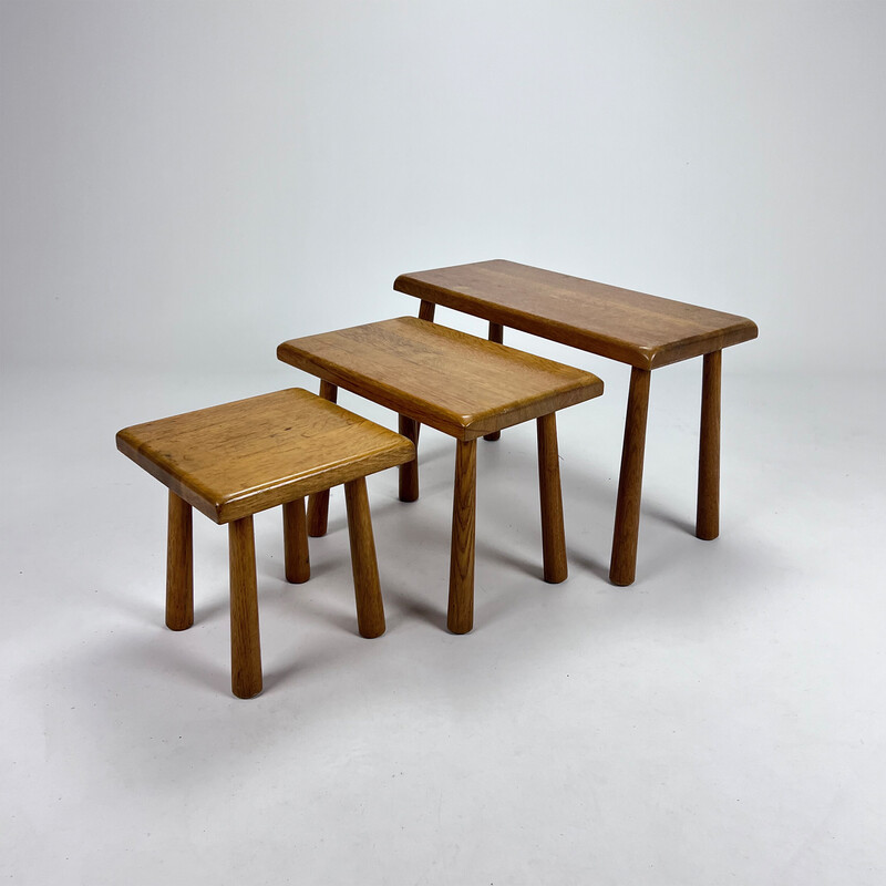 Vintage oakwood nesting tables, 1960s