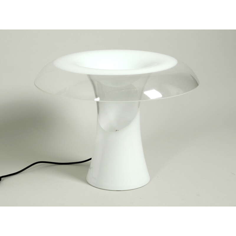 Vintage italian two-piece Murano glass mushroom table lamp by Vistosi, 1960s