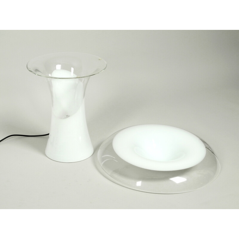 Lampe de table italienne vintage à deux pièces en verre de Murano par Vistosi, 1960