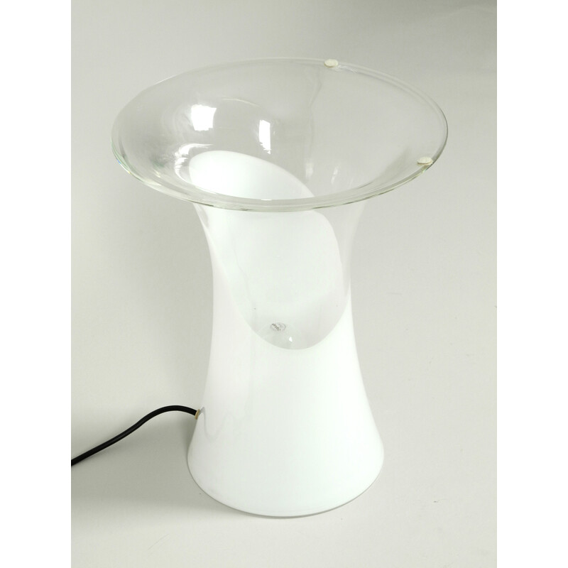 Vintage italiaanse tweedelige Murano glazen paddestoel tafellamp van Vistosi, 1960