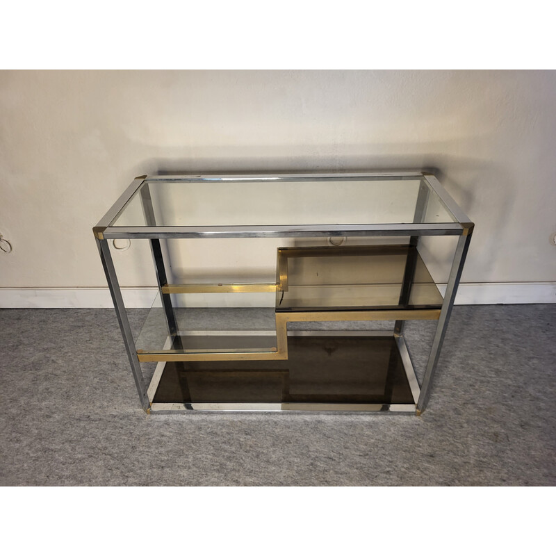 Vintage display cabinet in metal and smoked glass
