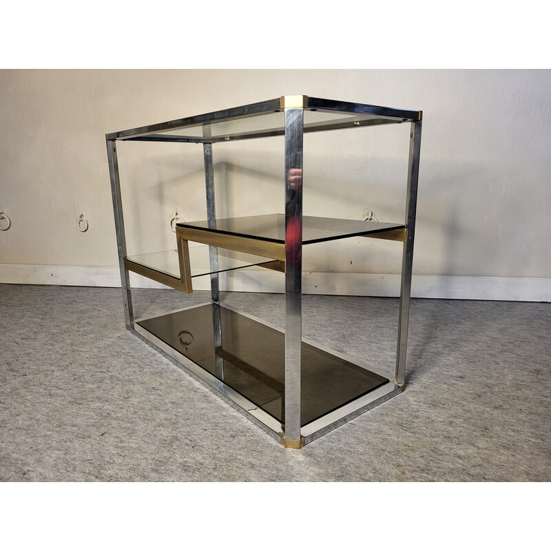 Vintage display cabinet in metal and smoked glass