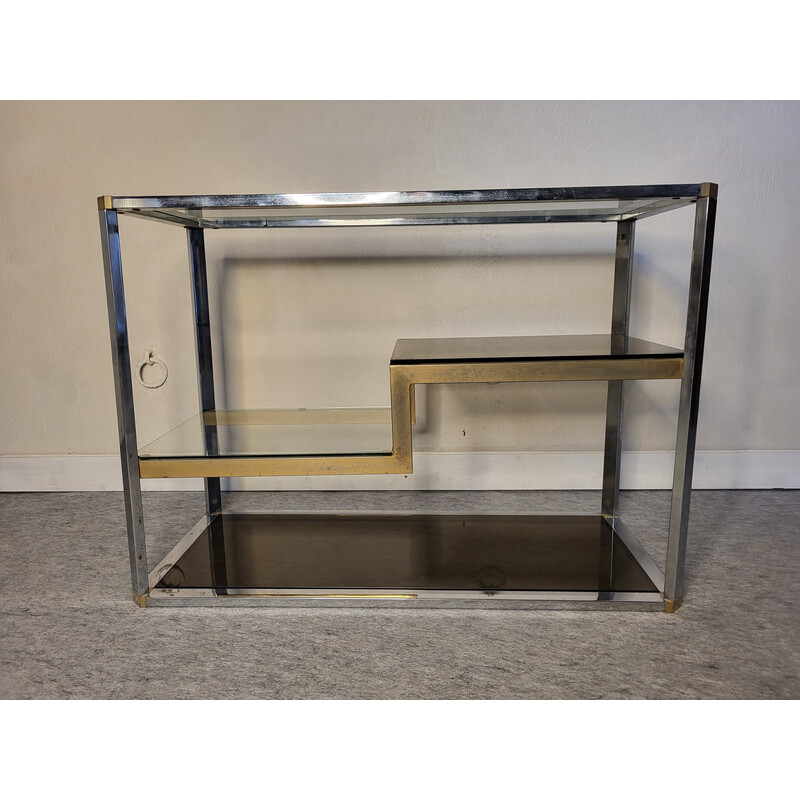 Vintage display cabinet in metal and smoked glass