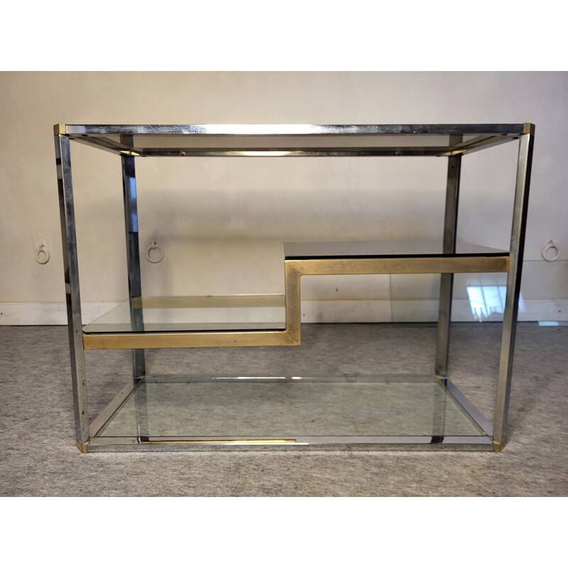 Vintage display cabinet in metal and smoked glass