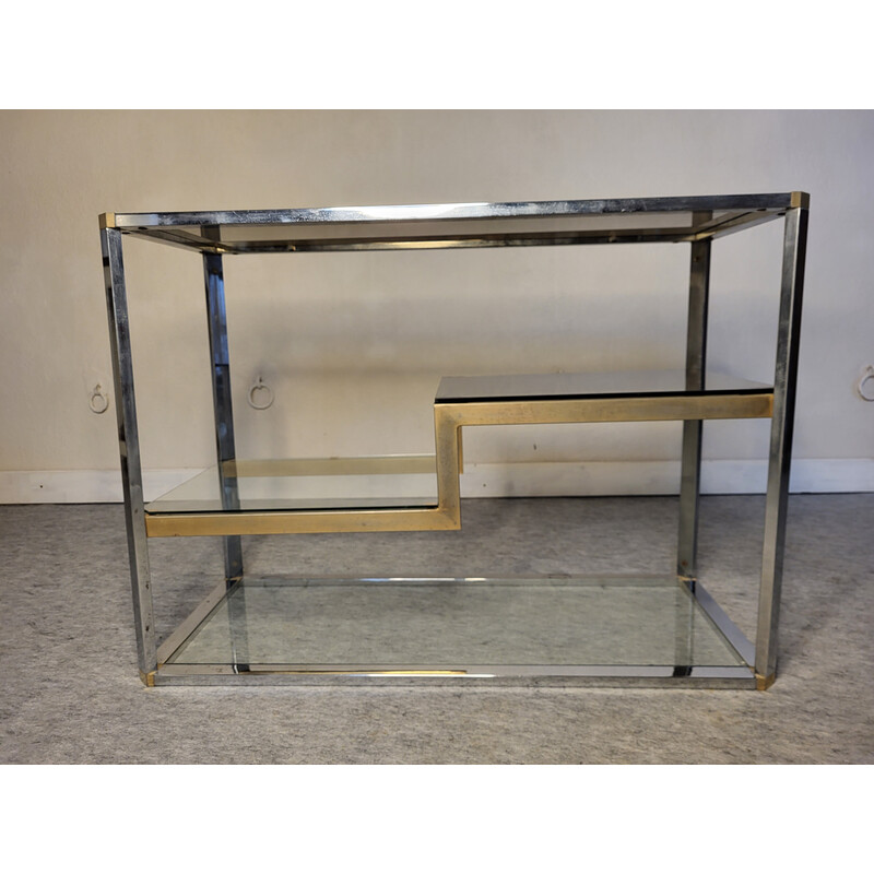 Vintage display cabinet in metal and smoked glass