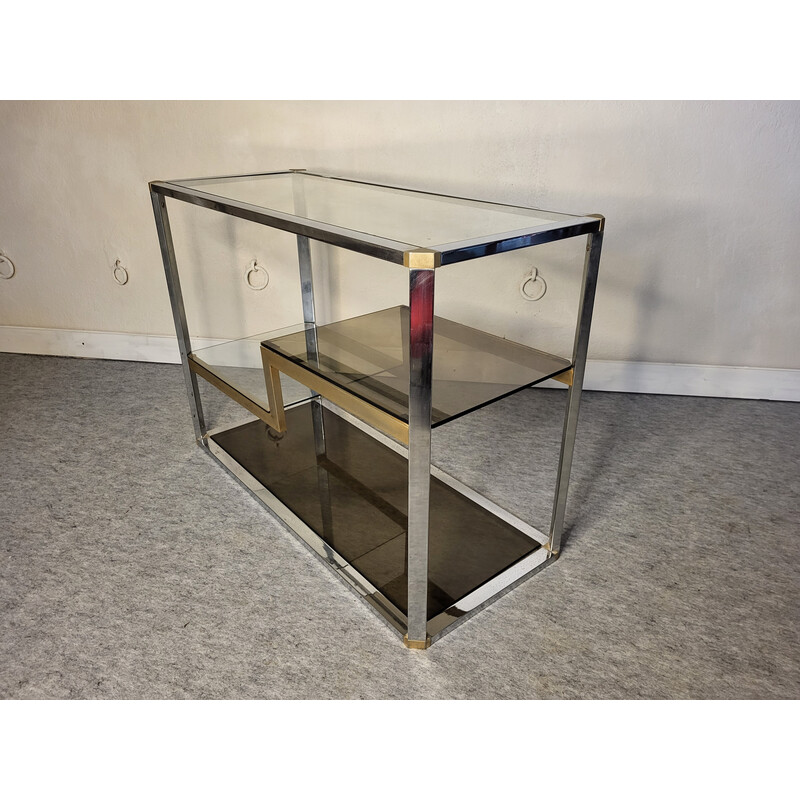 Vintage display cabinet in metal and smoked glass