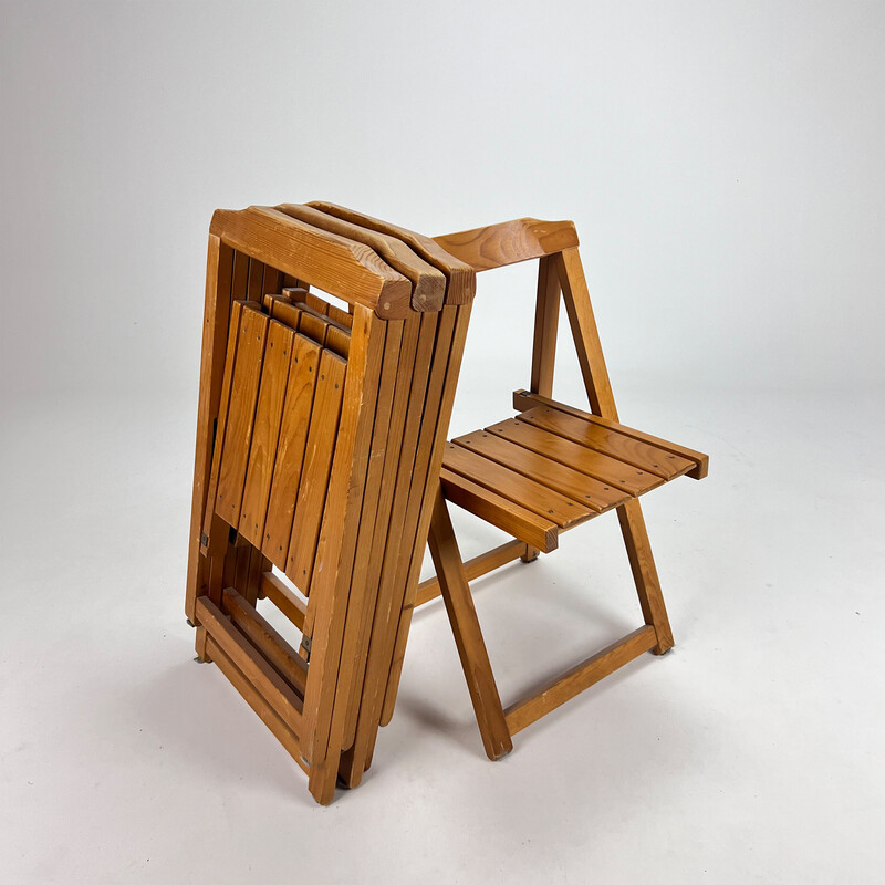 Cadeiras dobráveis de bétula italiana Vintage, década de 1970