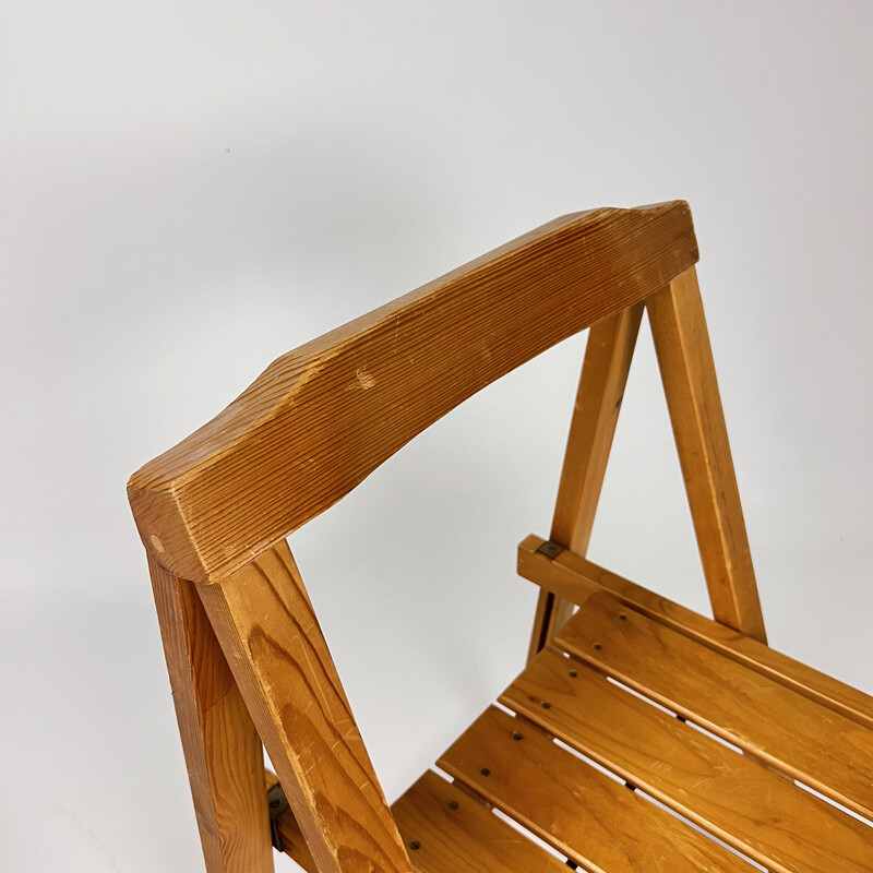 Vintage Italian birchwood folding chairs, 1970s