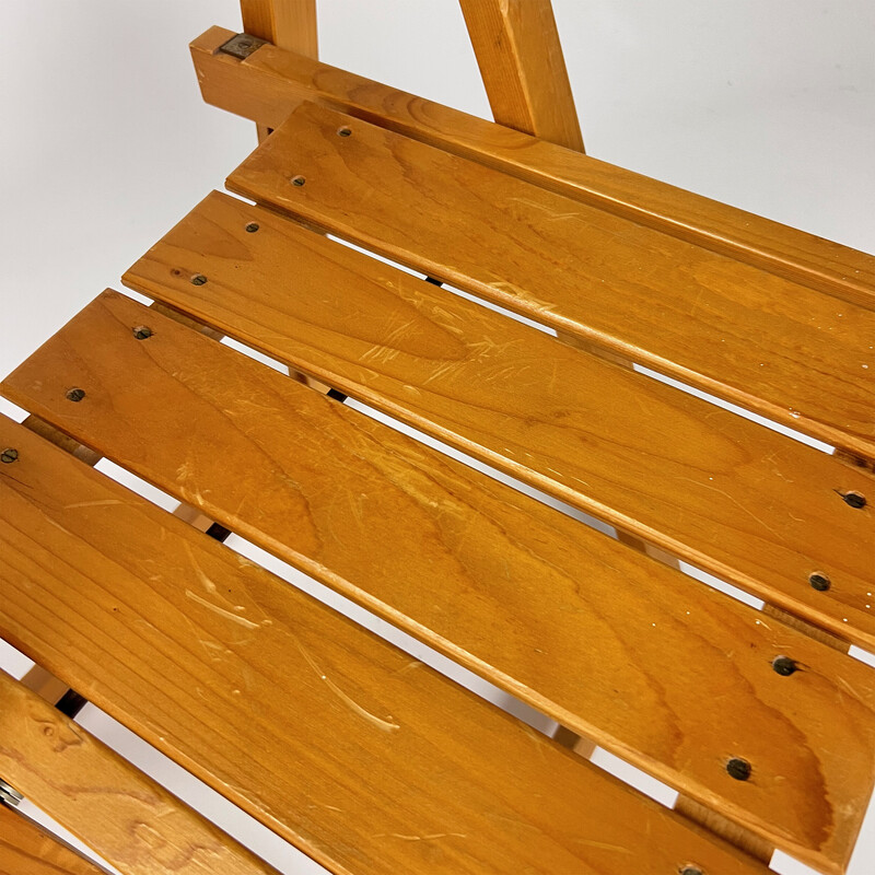 Vintage Italian birchwood folding chairs, 1970s