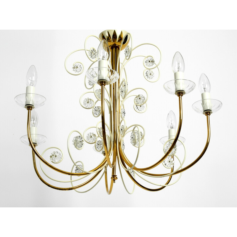 Mid century brass chandelier with 7 arms by the Vereinigten Werkstätten, Germany