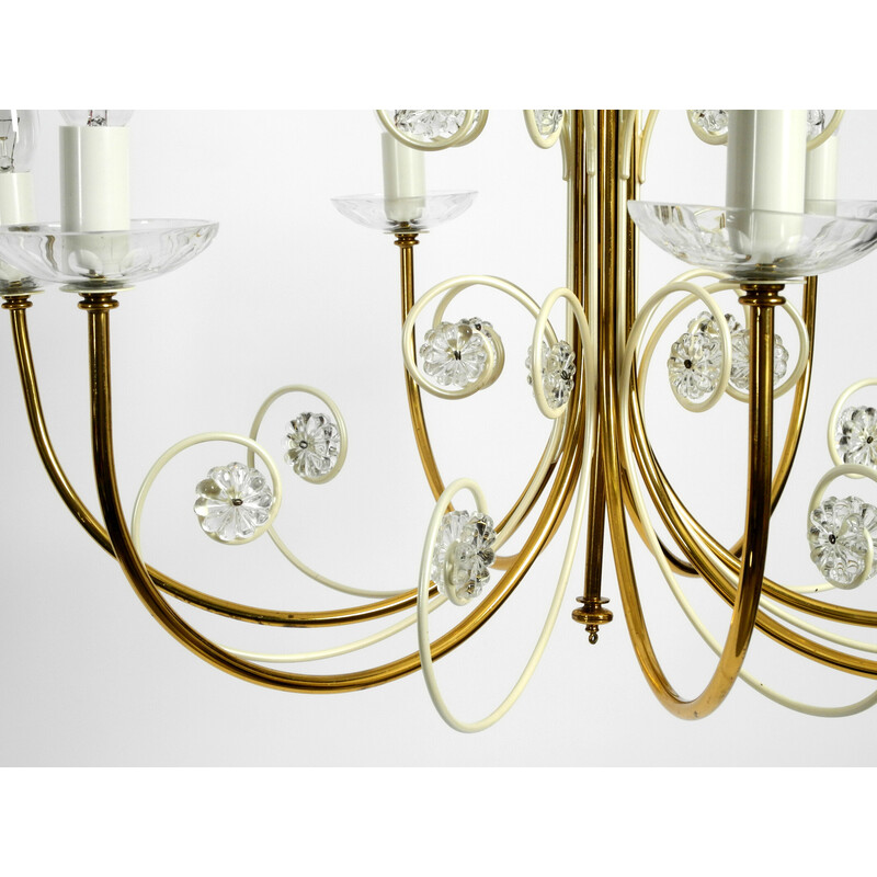 Mid century brass chandelier with 7 arms by the Vereinigten Werkstätten, Germany