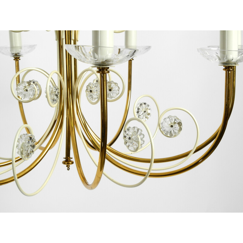 Mid century brass chandelier with 7 arms by the Vereinigten Werkstätten, Germany