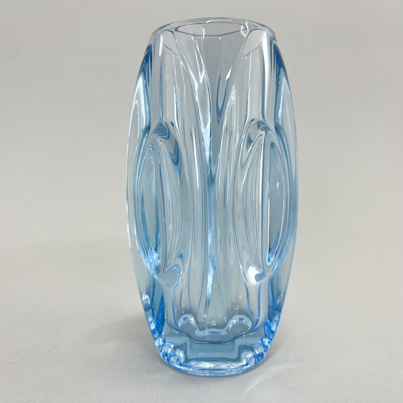 Jarrón de cristal vintage de Rudolf Shrotter para Sklo Union, Checoslovaquia Años 50