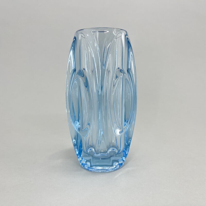 Jarrón de cristal vintage de Rudolf Shrotter para Sklo Union, Checoslovaquia Años 50