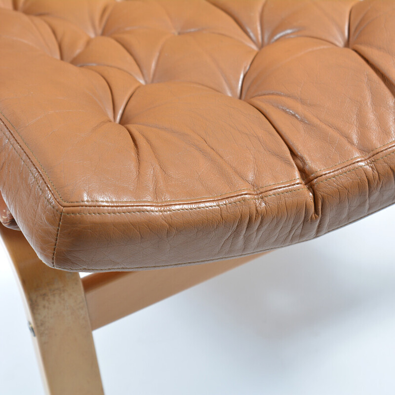 Fauteuil vintage Noboru Nakamura Bore en cuir et lin pour Ikea, Suède 1970