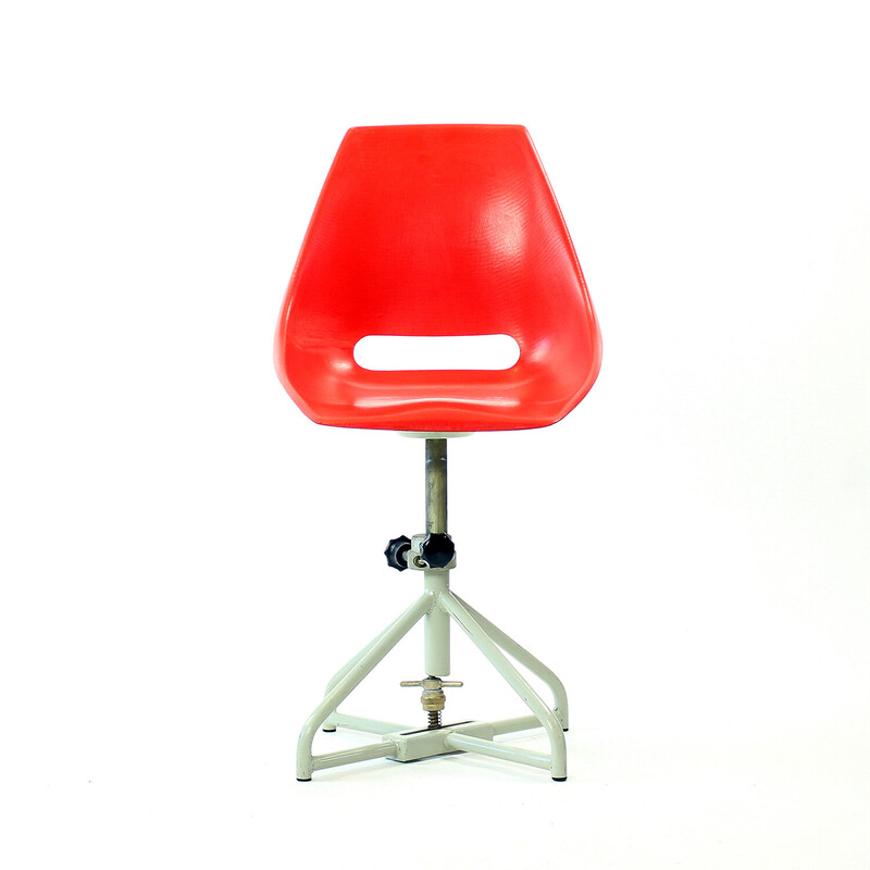 Vintage red chair by Miroslav Navratil for Vertex, 1960s