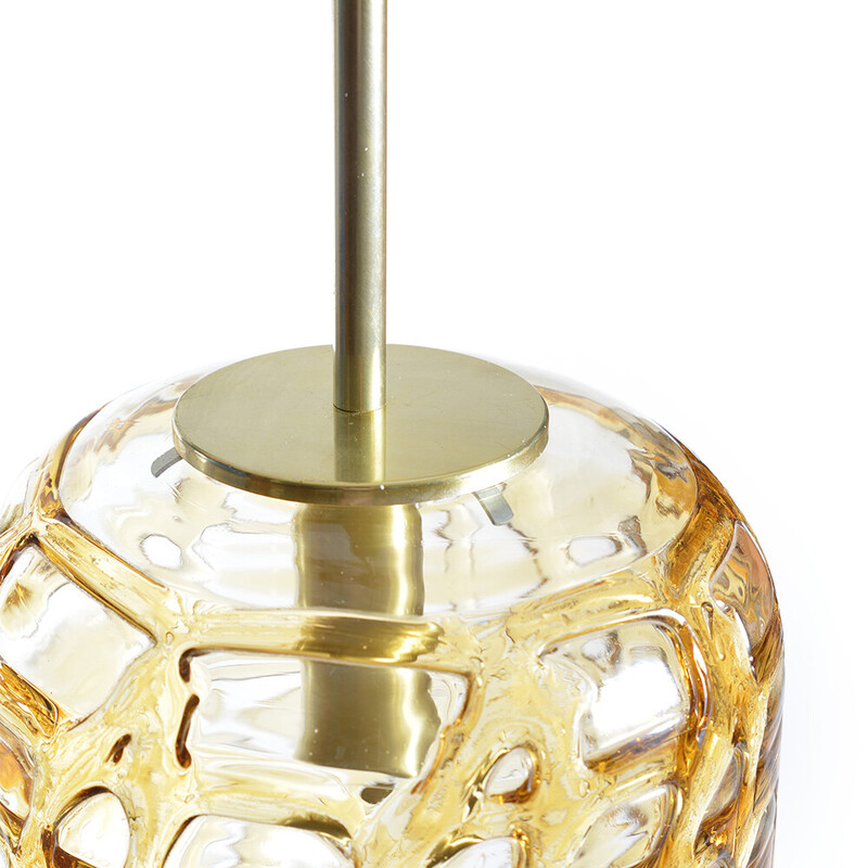 Mid century golden glass pendant lamp by Doria, Germany 1960s