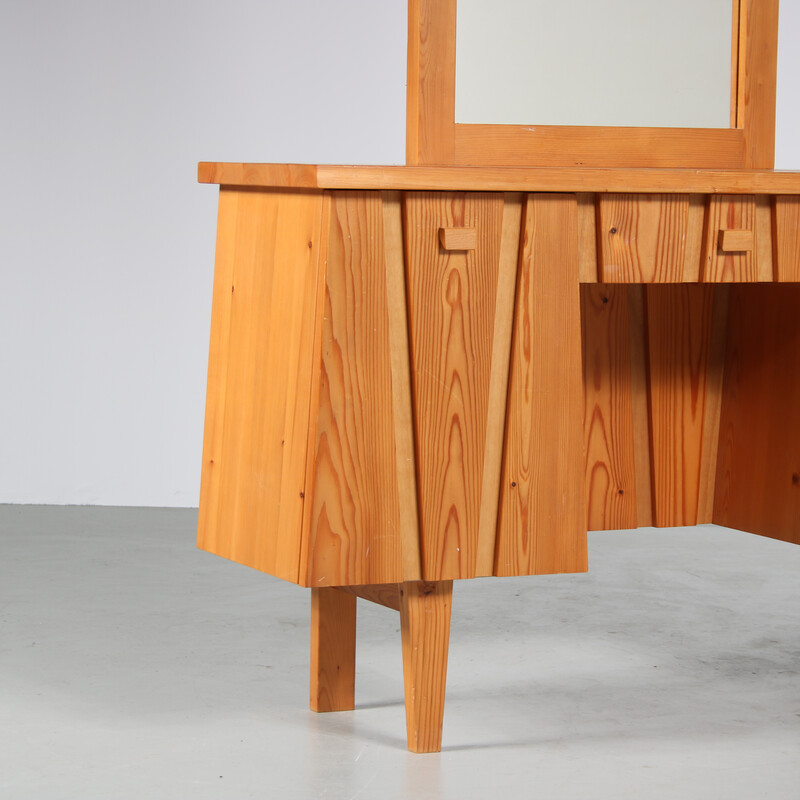 Vintage Scandinavian pine wood dressing table, 1960s