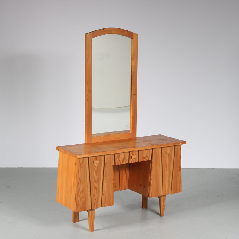 Vintage Scandinavian pine wood dressing table, 1960s