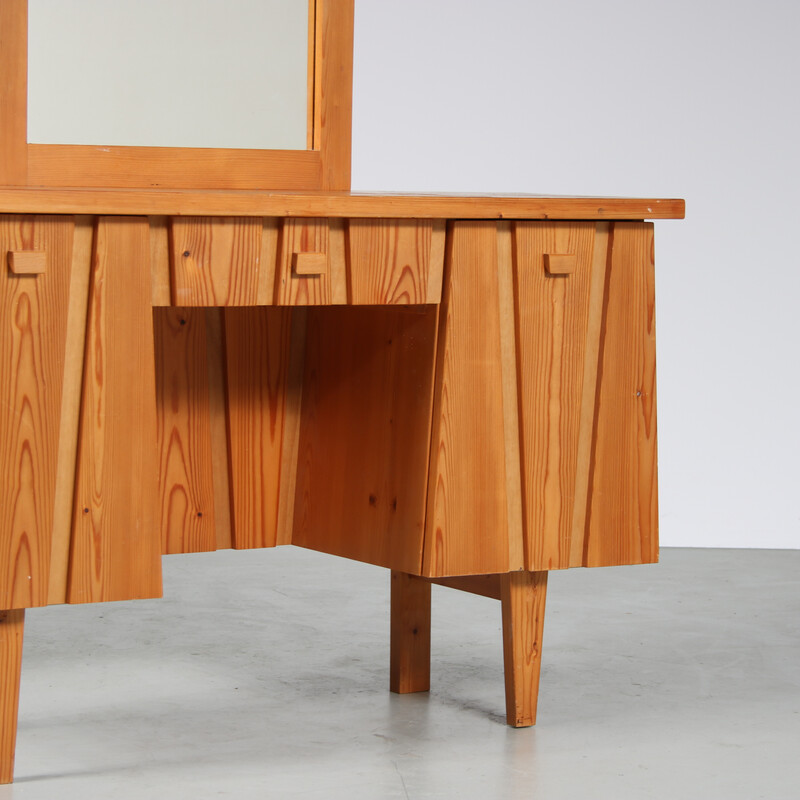 Vintage Scandinavian pine wood dressing table, 1960s