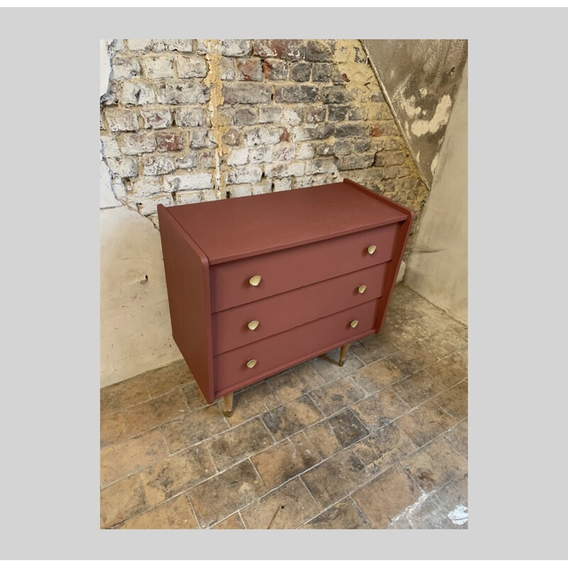 Vintage terracotta chest of drawers, 1960