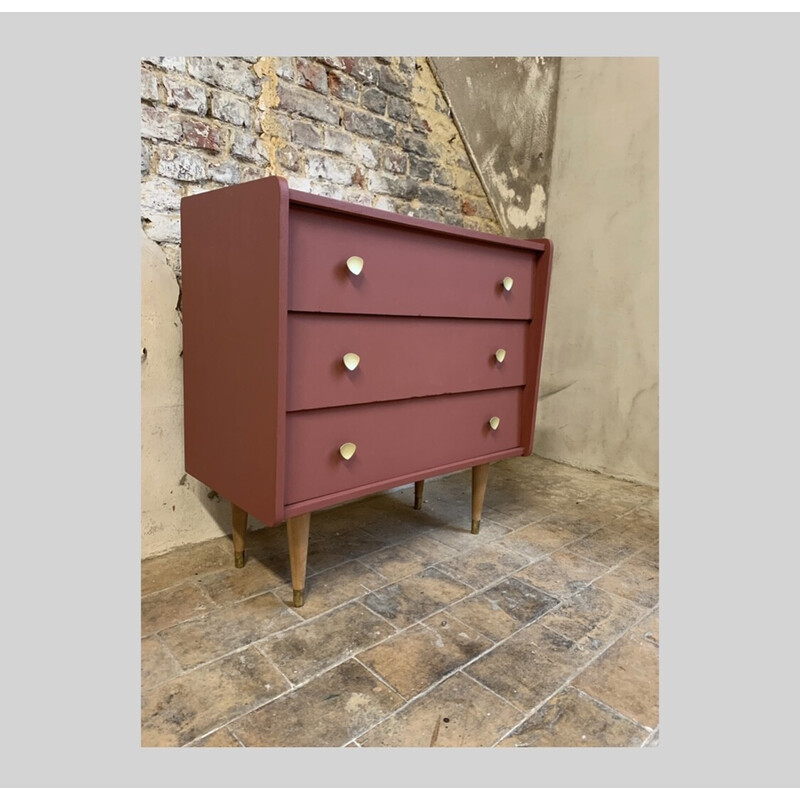 Vintage terracotta chest of drawers, 1960